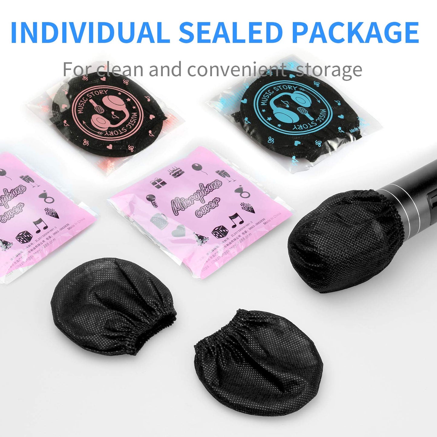 240pcs (120 pairs) Mic Covers Disposable Non-Woven, Individually Wrapped Mic Cover For Sanitary Mic Covers Disposable For Mic Microphone Windscreen &