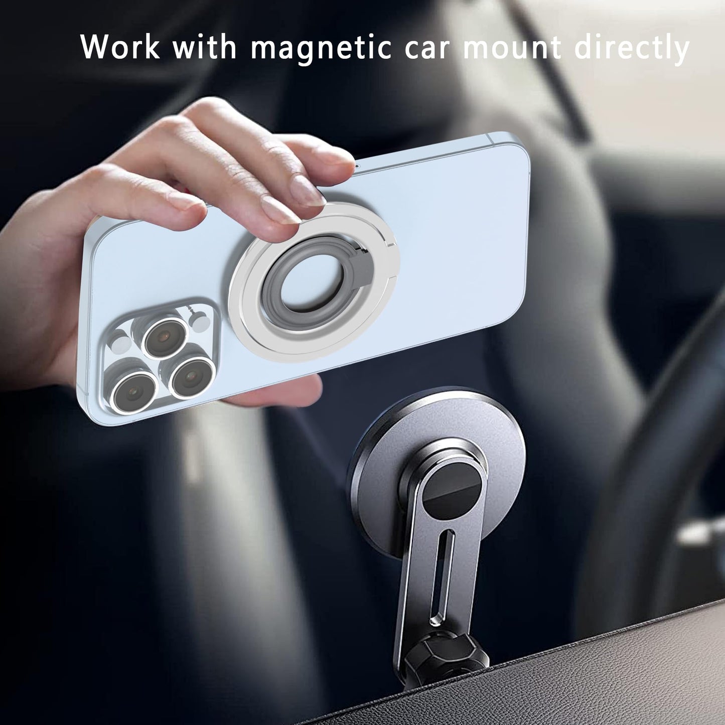[Silicone Ring] 2025 Unrivaled Stability for MagSafe Phone Grip, Magnetic Phone Ring Holder, Compatible with MagSafe Kickstand Magnetic for iPhone 16