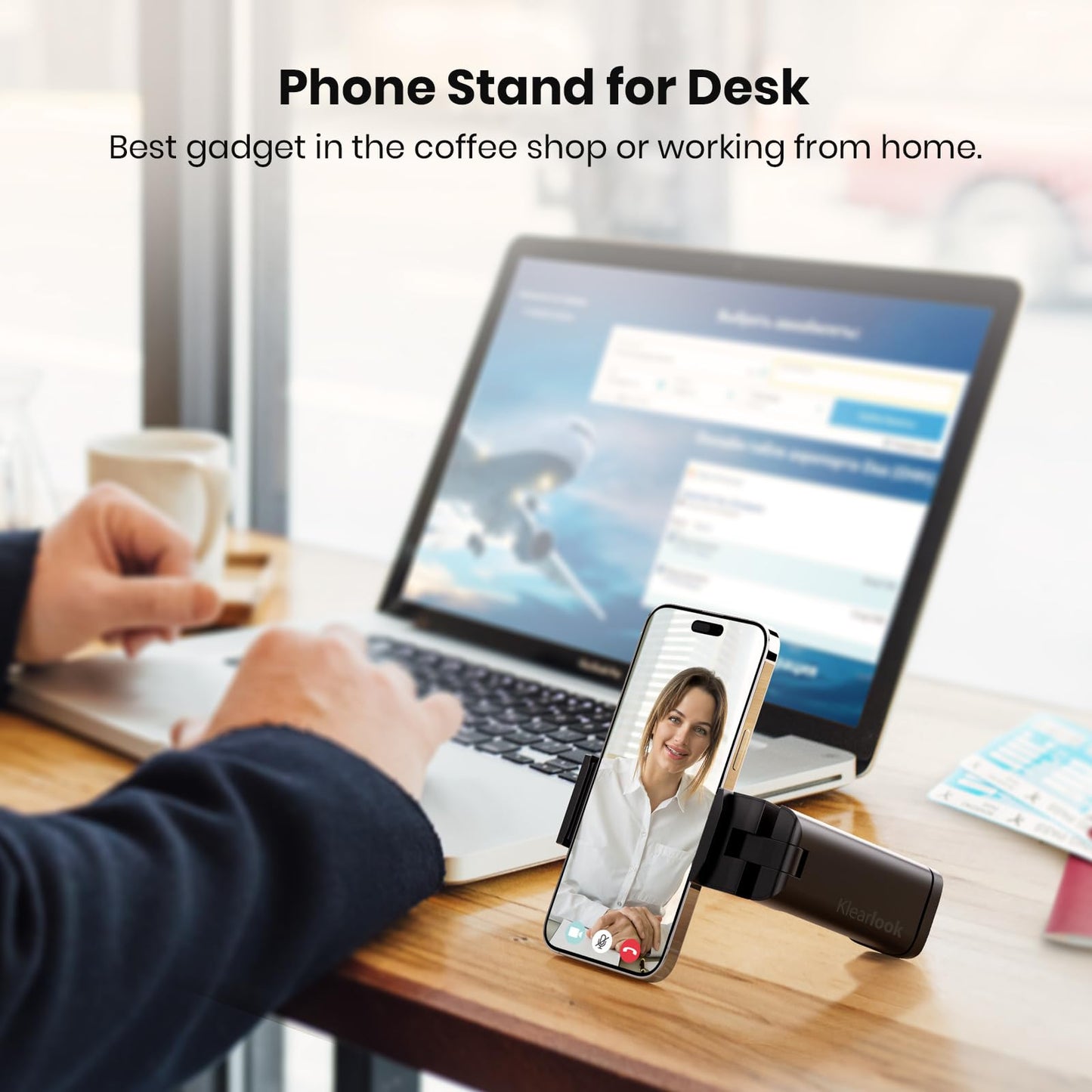 Klearlook Airplane Phone Holder, Universal Travel Essentials Phone Mount for Flight with 360° Rotation, Handsfree Pocket Size Phone Stand, Travel Must