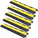 VEVOR Cable Protector Ramp, 5 Packs 2 Channels Speed Bump, Rubber Modular Humps Rated 11000 LBS Load Capacity, Protective Wire Cord Ramp Driveway