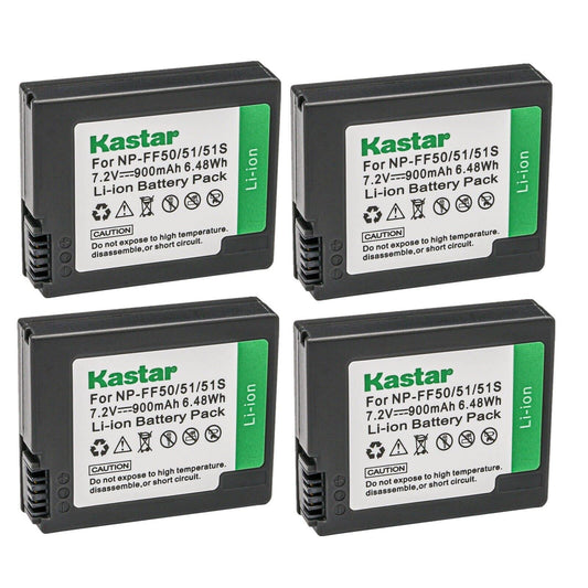Kastar NP-FF50 Battery 4-Pack Replacement for Sony NP-FF50, NP-FF51, NP-FF51S Battery, Sony DCR-HC1000, DCR-HC1000E, DCR-IP1, DCR-IP1E, DCR-IP1K