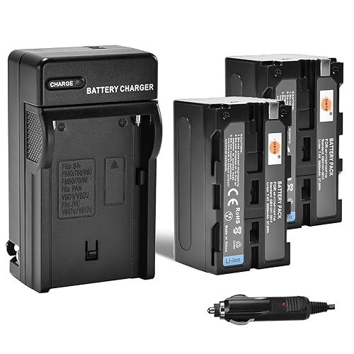 DSTE (2-Pack) NP-F750 Battery and Travel Charger Kit Compatible with Sony CCD-TRV215 CCD-TR917 TR315 HDR-FX1000 HDR-FX7 HVR-V1U HVR-Z7U HVR-Z5U Camera