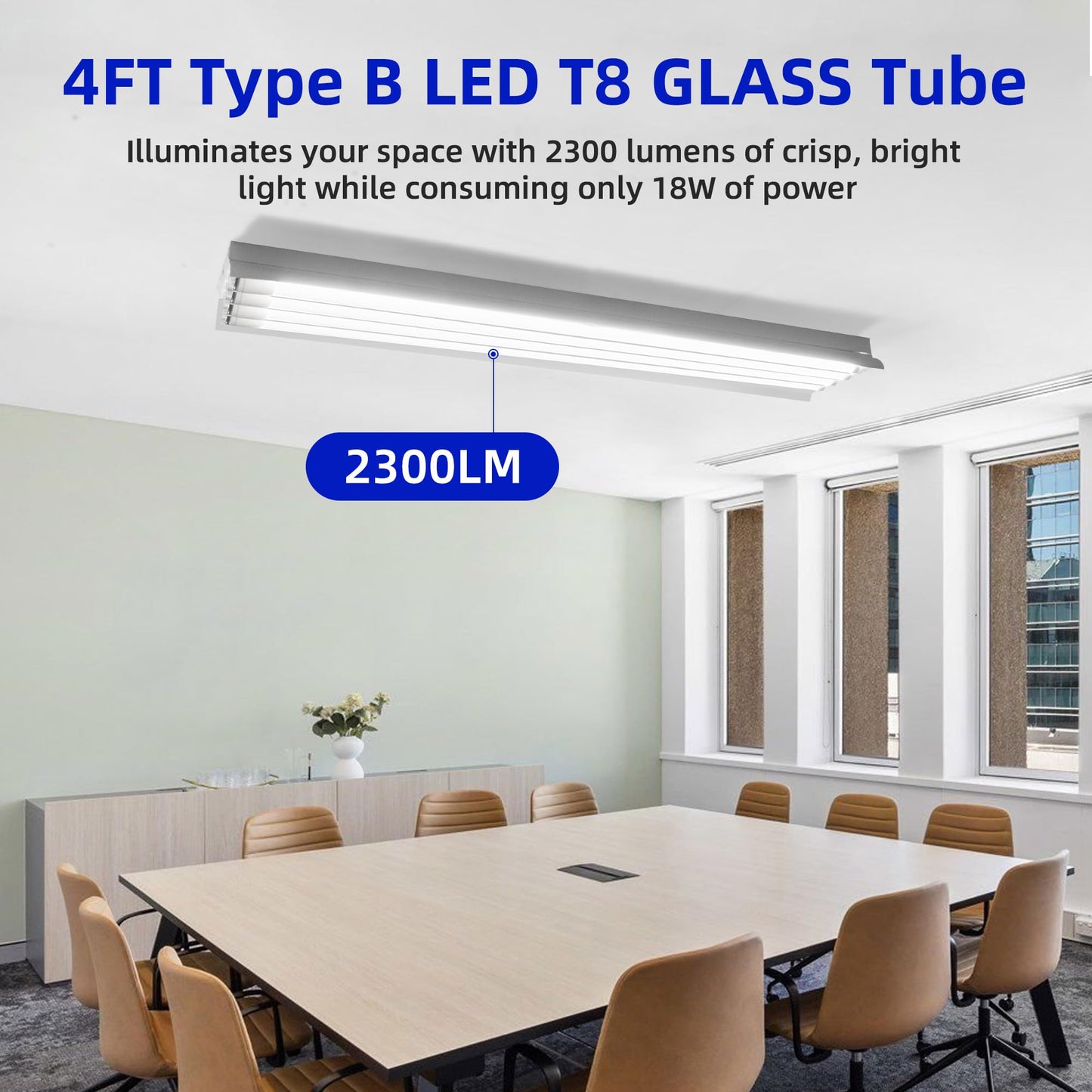 hykolity 20 Pack T8 LED Bulbs 4 Foot, 5CCT 3000-6500K,18W, 2300LM,Type B