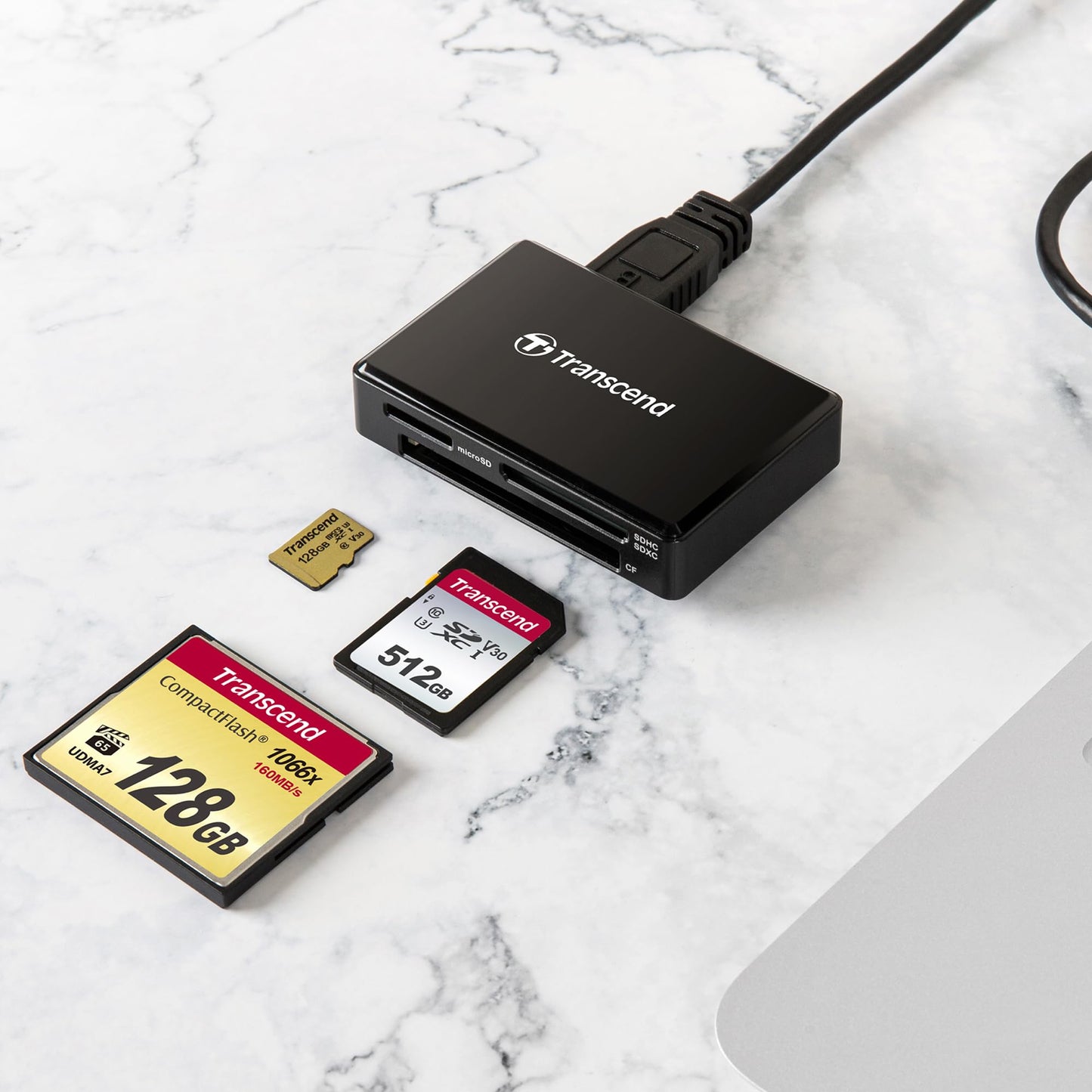 Transcend All-in-1 Multi Card Reader, Black, SDHC / SDXC / microSDHC / SDXC / CF UDMA, Black - TS-RDF8K2