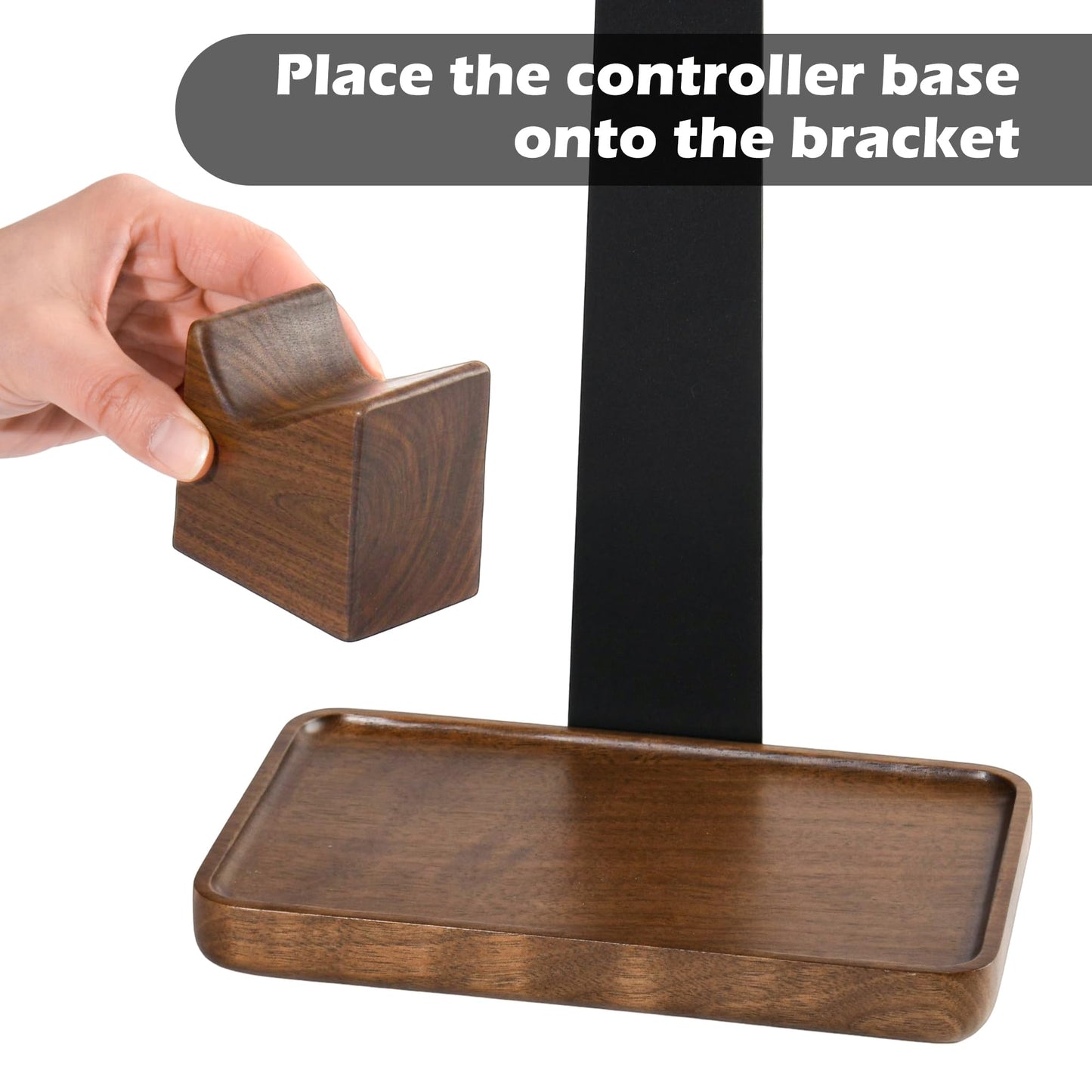 Damuzhi Headphone Stand with Gaming Controller Holder, Walnut Wood Headphone Stand with Gifts for Gamers, Gaming Accessories for Desk