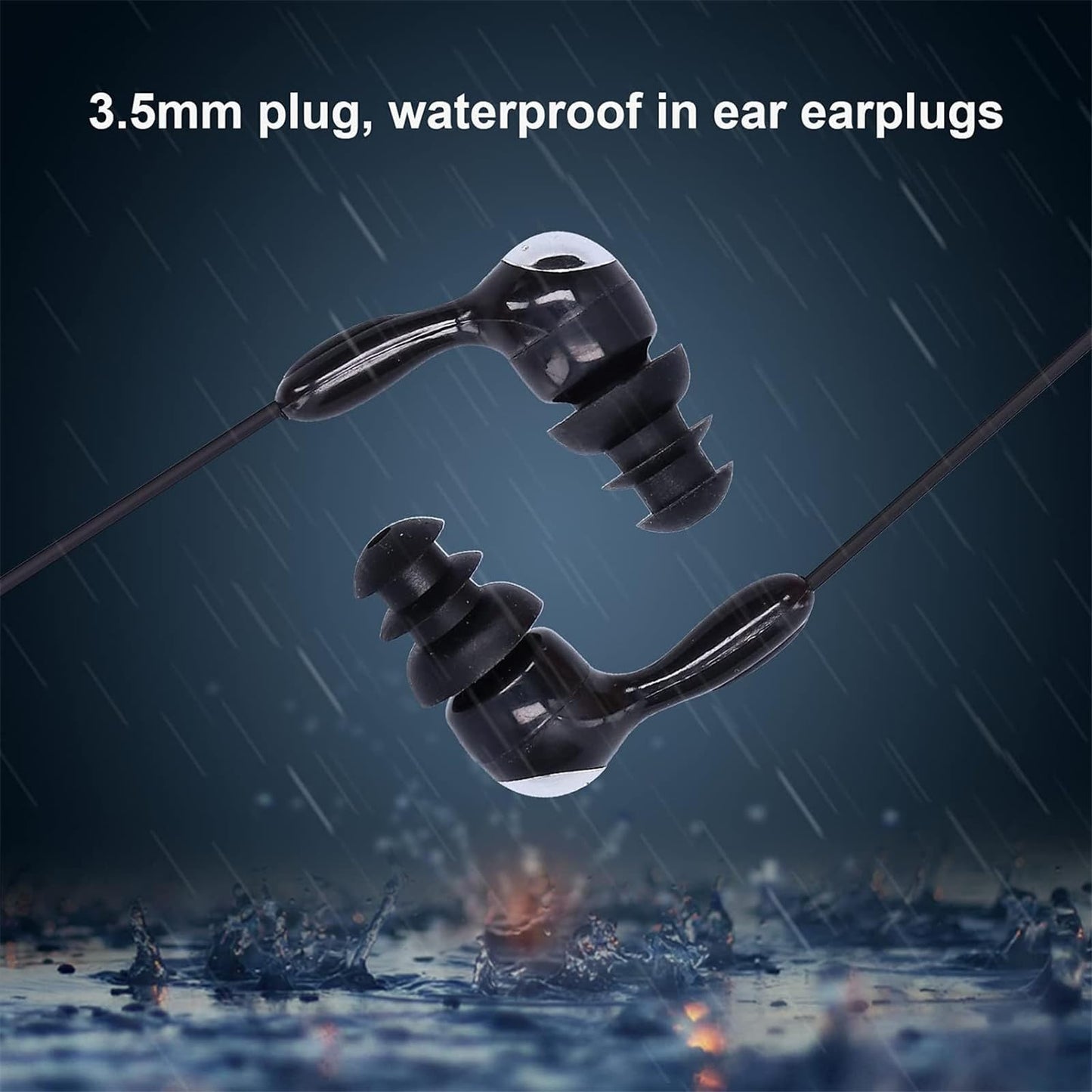 3.5mm Sports in-Ear Swimming Earphone Waterproof Music Headphone for Phone MP3 Player Wired Sports Headsets (Black)