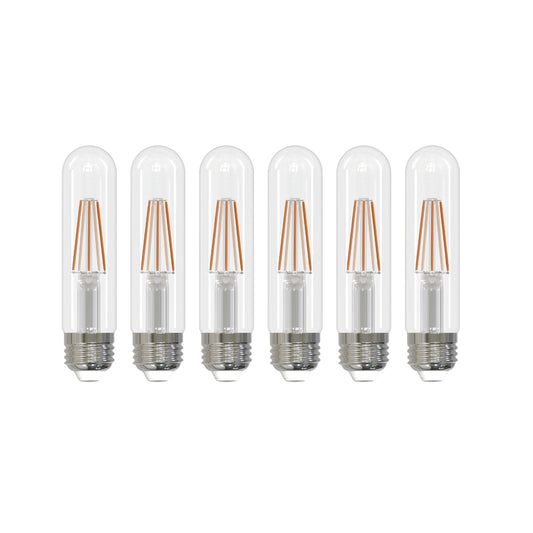 Sunlite LED Filament T10 Tubular Light Bulb, 6 Watts (60W Equivalent), 600 Lumens, Medium E26 Base, Dimmable, 128 mm, UL Listed, 2700K Soft White, 6