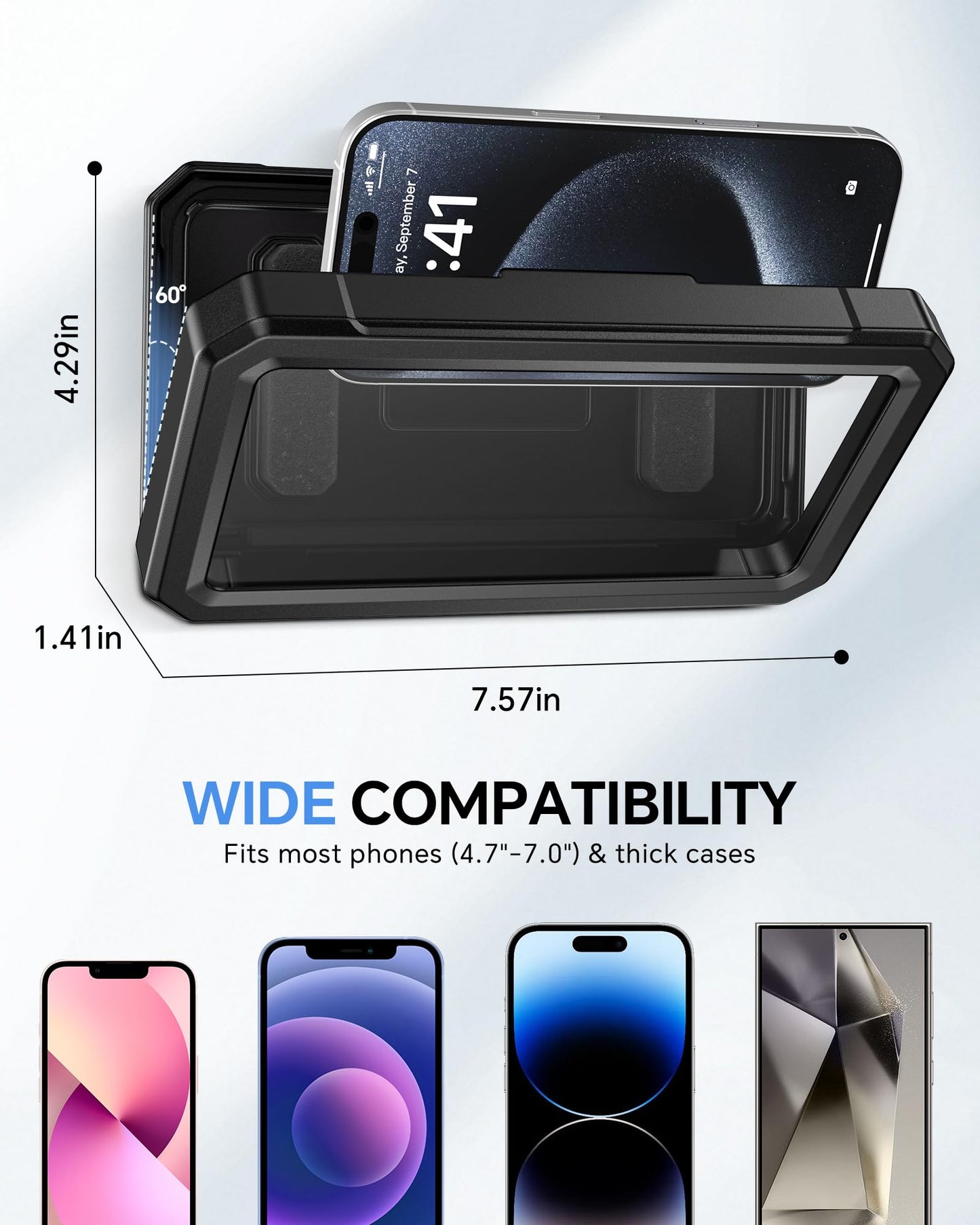 UPRONE Waterproof Phone Holder for Shower- 480° Rotatable Retractable Adjustable Anti Fog iPhone Case for Shower,Bathroom Accessories Wall Mount Phone