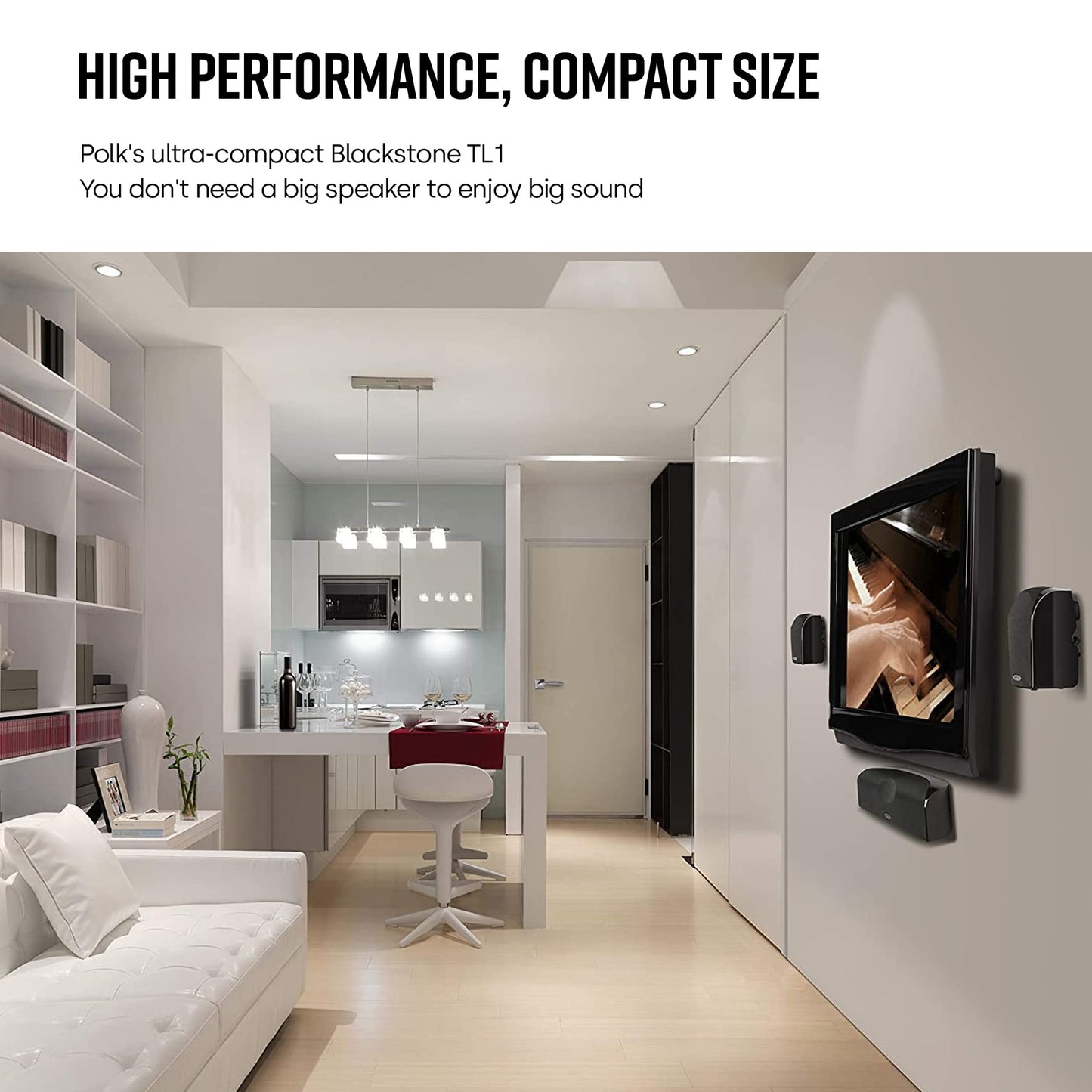 Polk Audio Blackstone TL1 Satellite Speaker (Single, Black) | PowerPort Technology, Hi-Gloss Finish | Compact Sound | Pair with TL Series for Complete