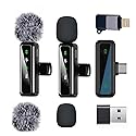 Wireless Lavalier Microphone for iPhone - iPad, Android Phone Computer, Mini Microphone for Live Streaming, Video Recording, Outdoor or Indoor