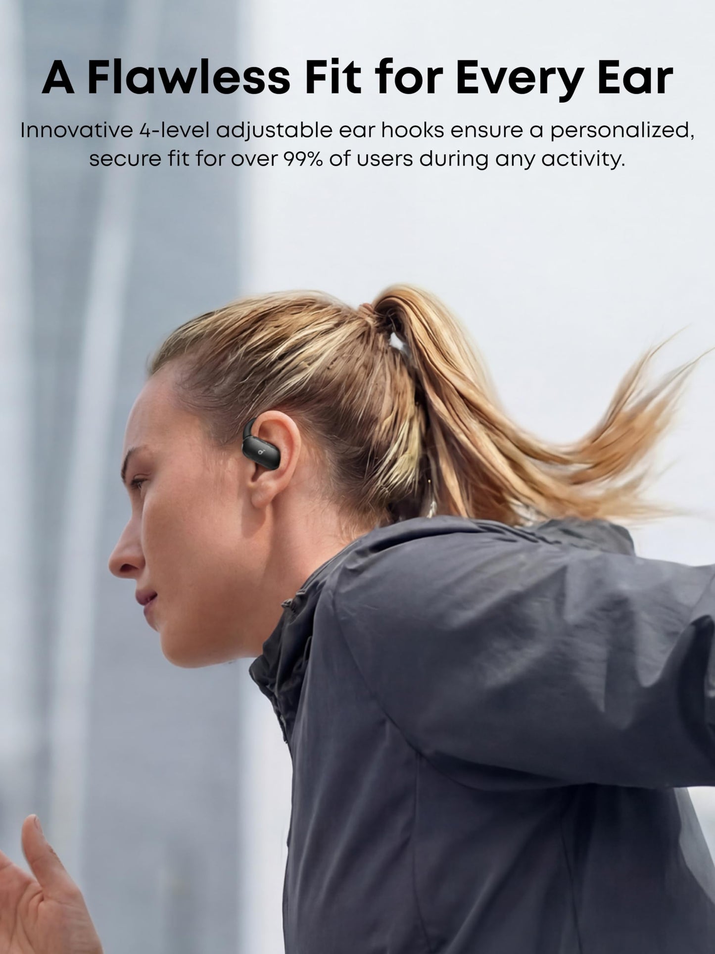 Soundcore V40i by Anker, Open-Ear Headphones, Clear Design, Lidless Case, 4 Adjustable Positions for Every Ear Size, Richer Bass, IP55, 21H Playtime