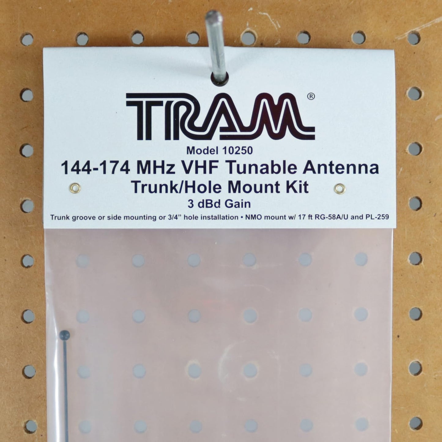 Tram Tunable 144MHz-174MHz Tunable VHF 3dBd Gain Trunk or Hole Mount Antenna Kit with PL-259 Connector