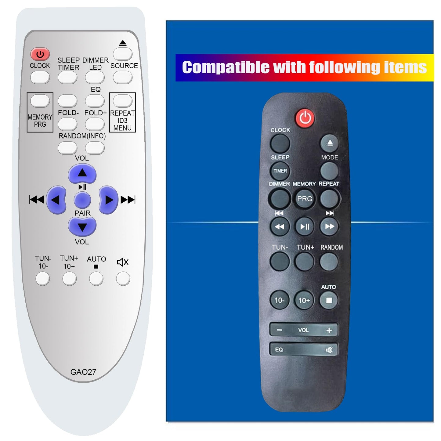 Replacement Remote Control for Crosley CR3502A-BK Metro Audlo CD Player