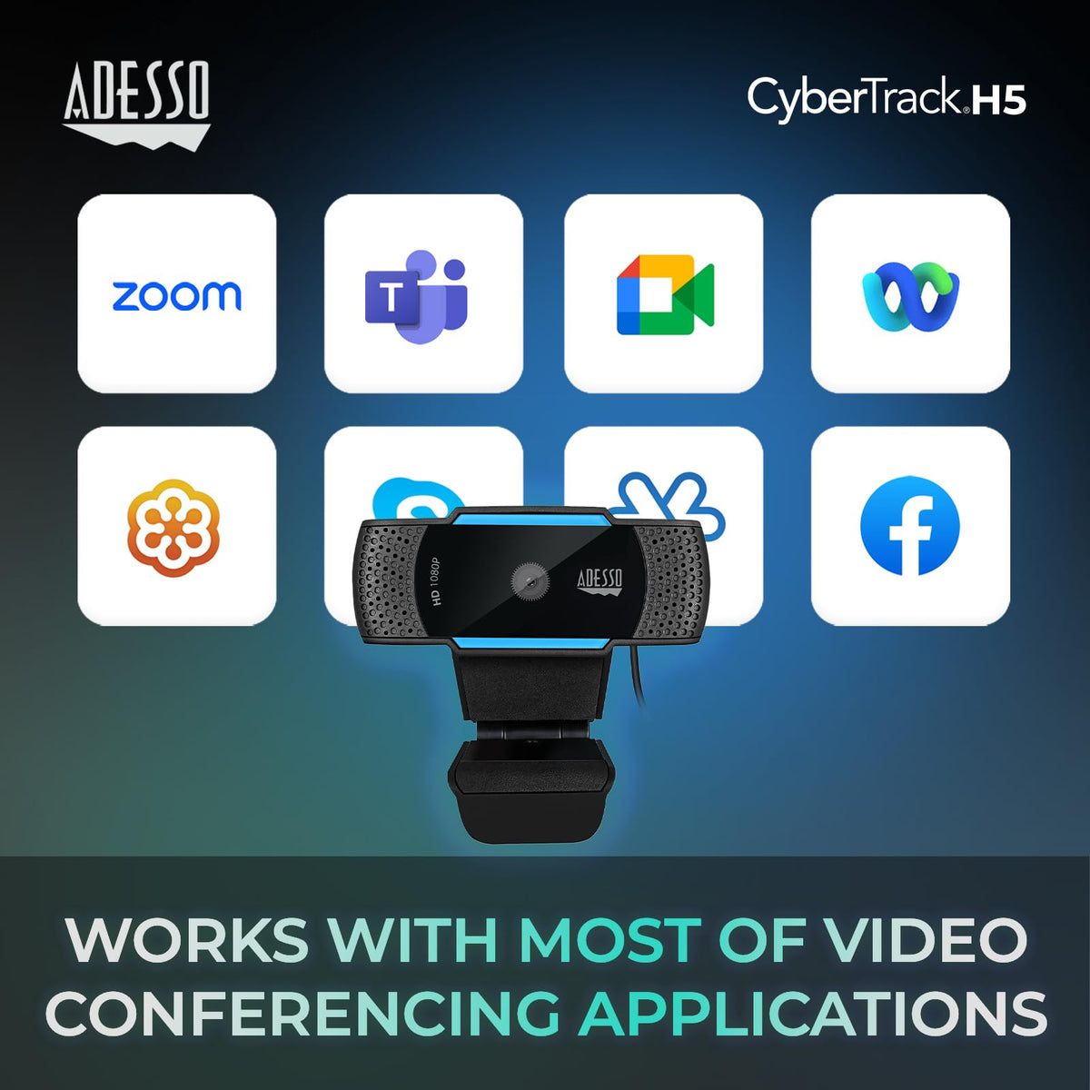 Adesso CyberTrack H5-TAA 1080P HD Auto Focus Webcam