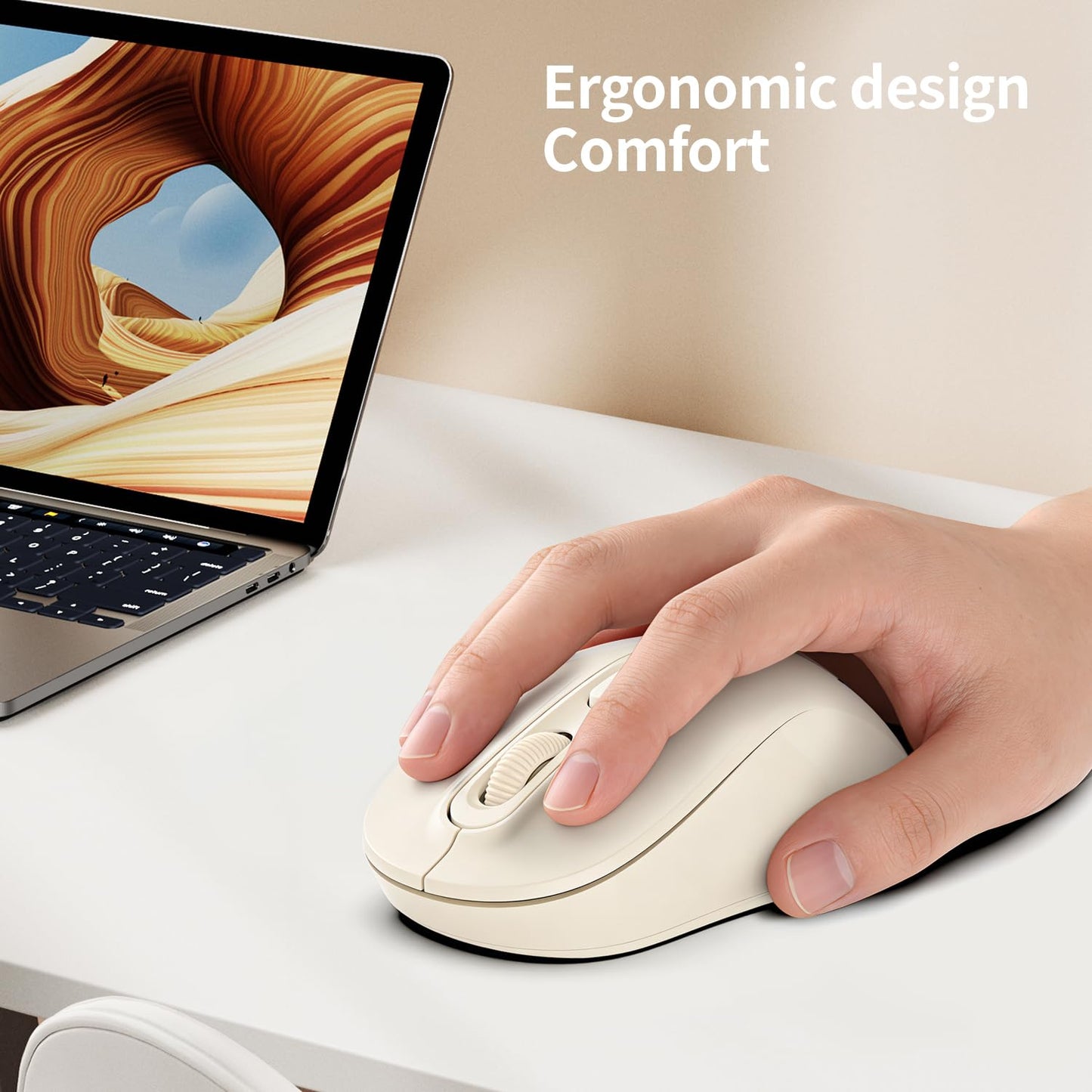 TvvTvvT Wireless Mouse, 2026 New Model, Silent Click Ergonomic Design, Portable, 4 Buttons, Adjustable DPI (800/1200/1600), for Laptop/PC/Office