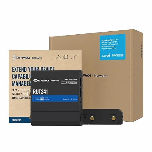 Teltonika RUT241 Industrial Cellular WiFi Sim Router - 4G LTE (Cat 4), 3G Connectivity - Wireless Access Point with Hotspot Functionality - RMS