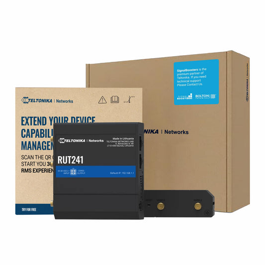 Teltonika RUT241 Industrial Cellular WiFi Sim Router - 4G LTE (Cat 4), 3G Connectivity - Wireless Access Point with Hotspot Functionality - RMS