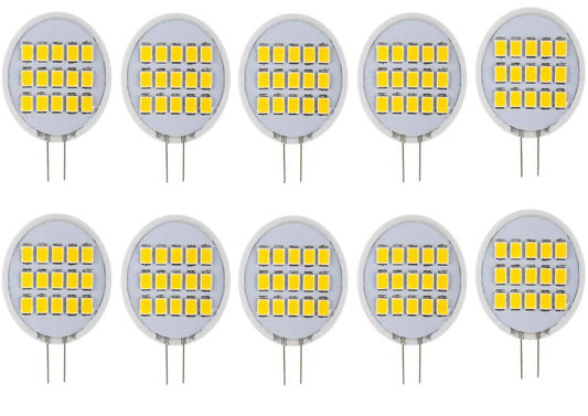CBconcept UL Listed, SidePin G4 LED Light Bulb, 10 Pack, 1.8 Watt, Dimmable,220 Lumen, Pure White 6000K, 180 Degree Beam Angle, 12 Volt,20W