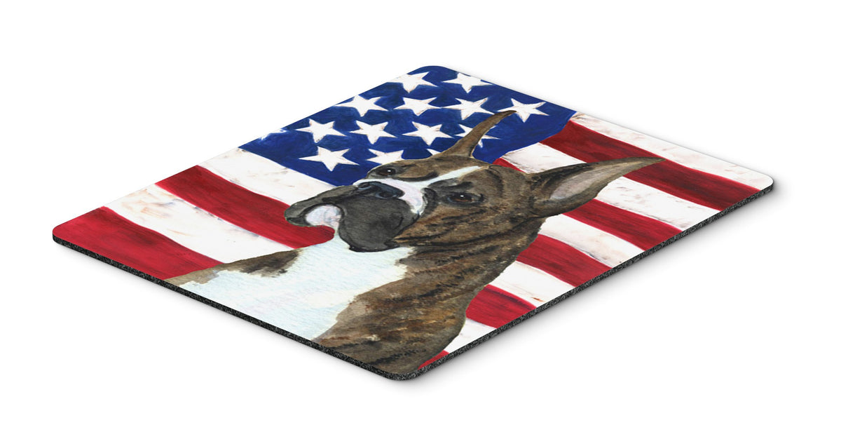 Caroline's Treasures SS4035MP USA American Flag with Boxer Mouse Pad, Hot Pad or Trivet for Home Office Gaming Working Computers Laptop Mouse
