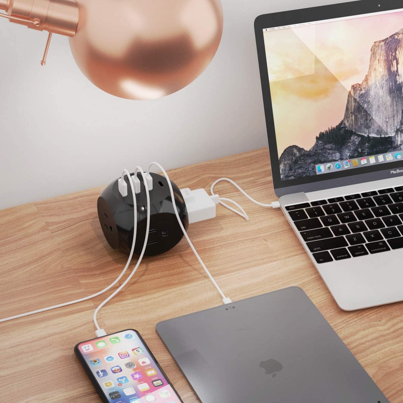 Ceptics Power Strip with USB C - Cube Power Strip, 3 Outlets + 4 USB Ports (3 USB and 1 USB-C) Portable Design, Compact for Travel, Cruise Ship