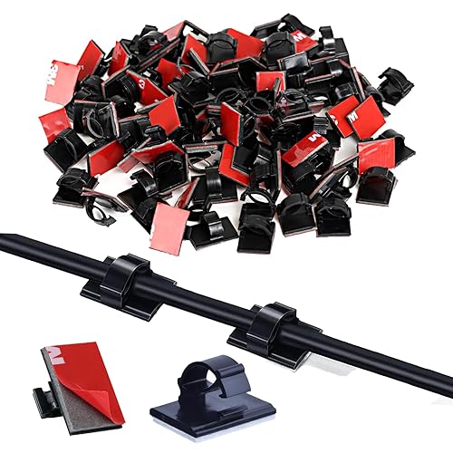 GWHOLE 100Pcs Adhesive Cable Clips Cord Organizer Wire Management for Car Office and Home