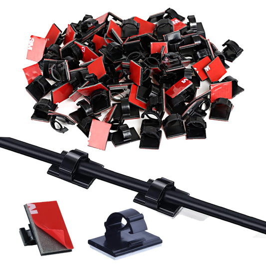 GWHOLE 100Pcs Adhesive Cable Clips Cord Organizer Wire Management for Car Office and Home