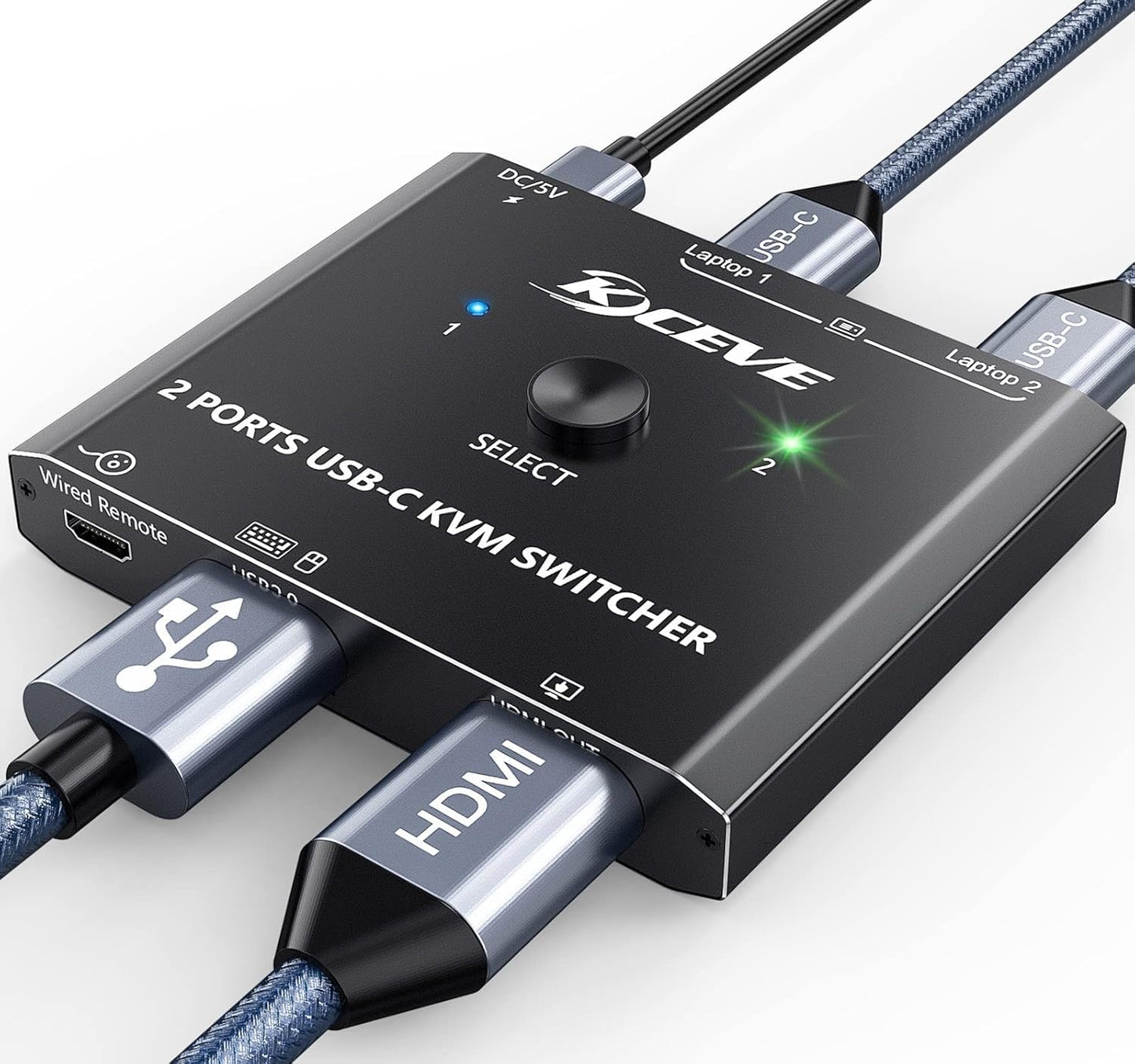 USB C KVM Switch 4K@60Hz,MLEEDA KVM Switch USB C for 2 Laptops Share Single HDMI Monitor and Keyboard Mouse,Compatible with Windows,Mac OS,Wired