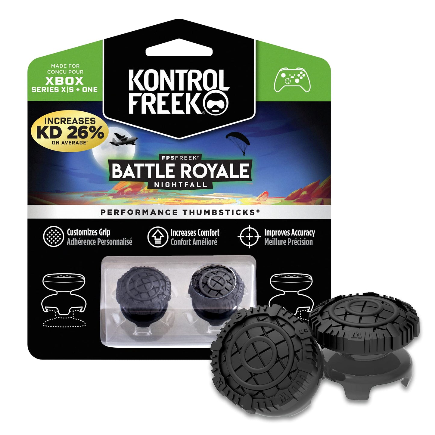 KontrolFreek FPS Freek Battle Royale Nightfall Performance Thumbsticks for Xbox One and Xbox Series X | Performance Thumbsticks | 2 High-Rise Convex |