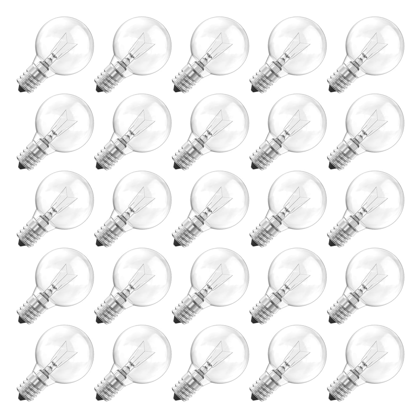 Brightown G40 Replacement Light Bulbs, Clear Globe Incandescent Bulbs Replacement for Outdoor String Light, E12 Candelabra Base, Round Bulbs for Patio