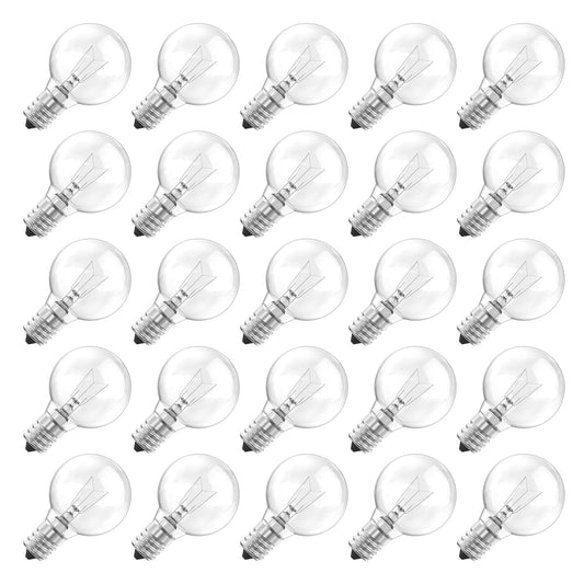 Brightown G40 Replacement Light Bulbs, Clear Globe Incandescent Bulbs Replacement for Outdoor String Light, E12 Candelabra Base, Round Bulbs for Patio