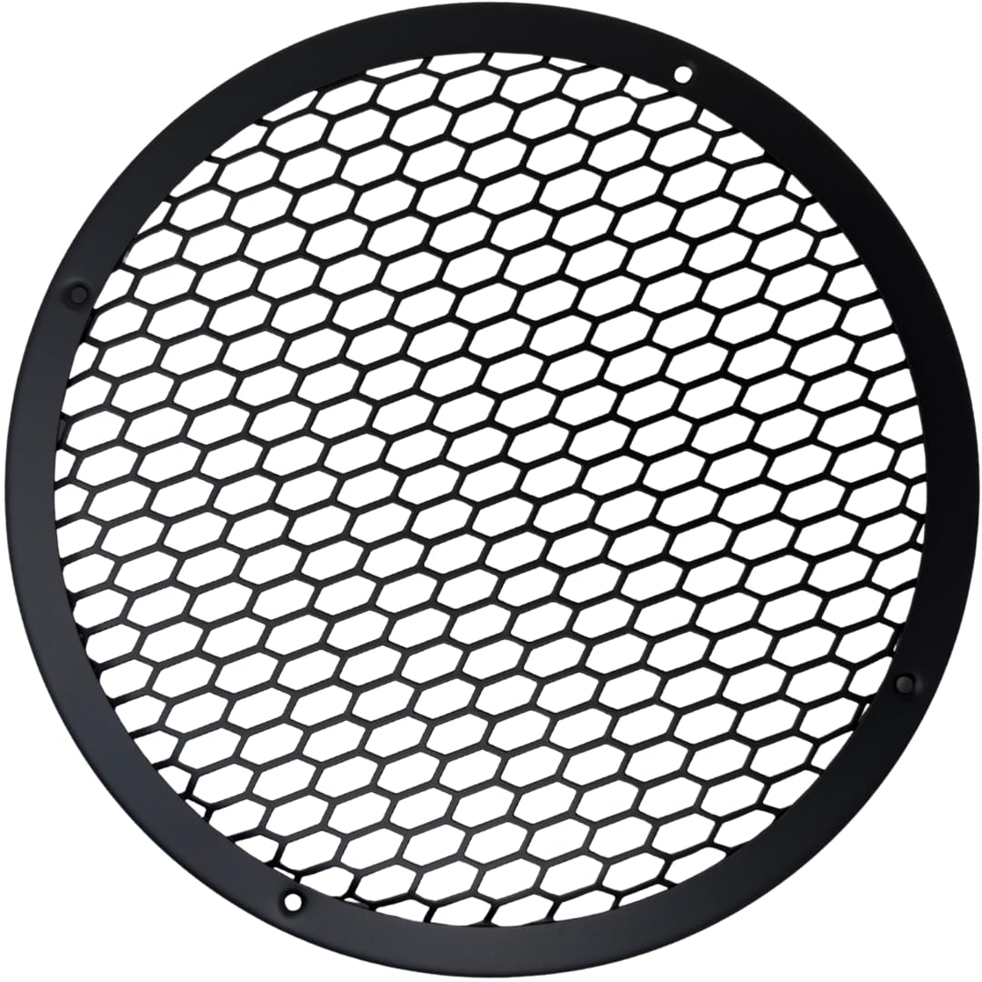 Bass Rockers 10" Metal Speaker Grill Cover HeavyDuty Hex Mesh Protective Grille Guard for 10" Subwoofer/Speakers, Universal Fit, Matte Black,4-Hole