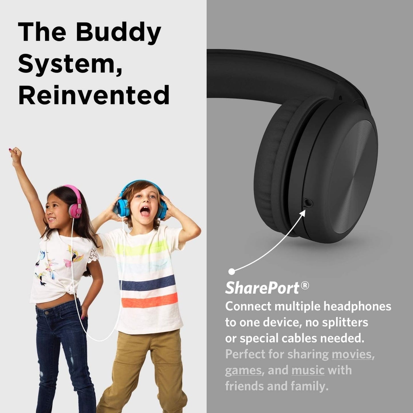LilGadgets Connect+ Pro Wired Kids Headphones for School with Microphone, Volume Limiting Over-Ear Headset with Cord, SharePort Technology & SoftTouch