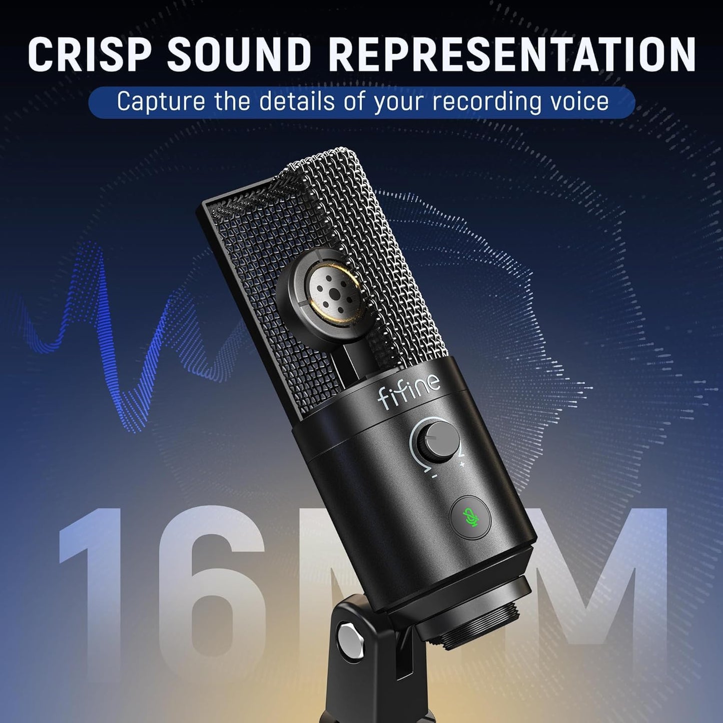 FIFINE Podcast Recording Microphone, PC USB Condenser Microphone for Streaming Vocal Music, Computer Desktop Mic with Mute Button for Windows/Mac