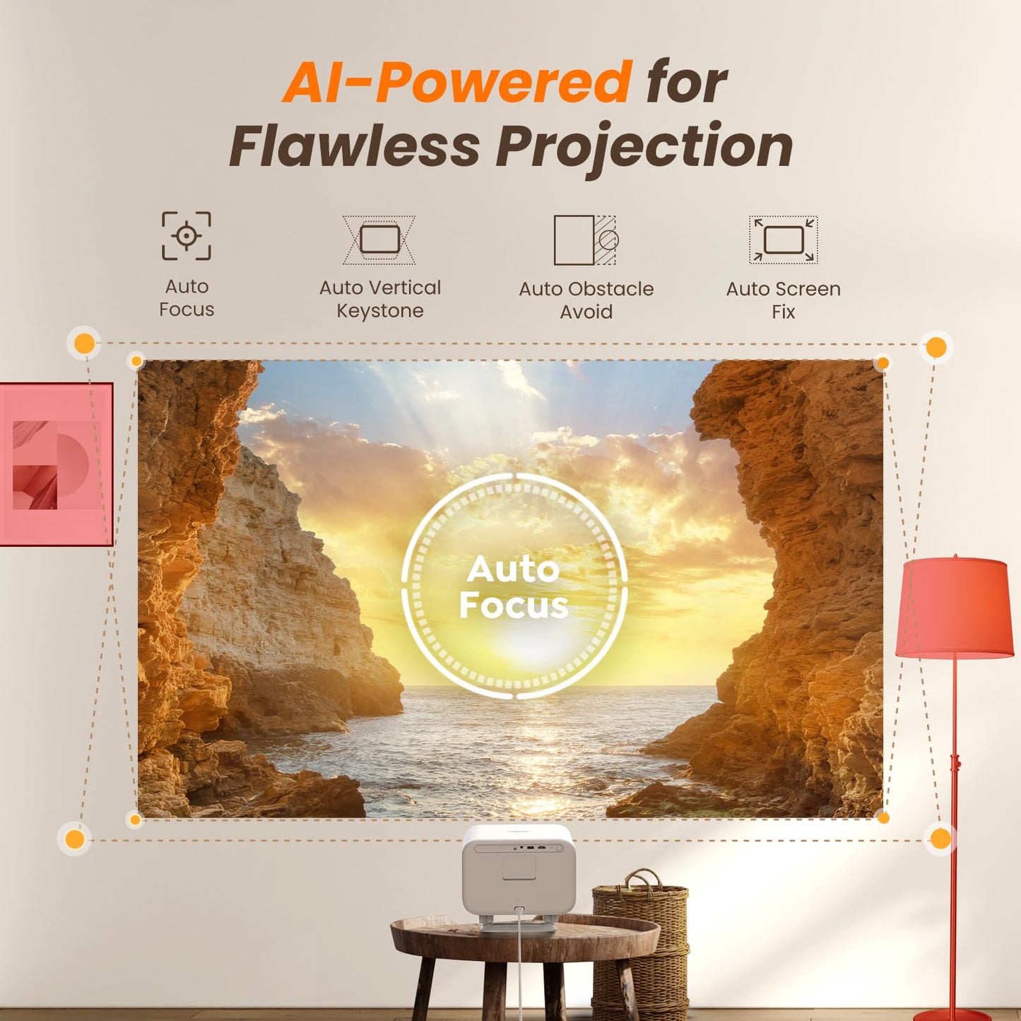 [Netflix-Licensed/Sound by JBL] Yaber L2 Plus Projector with WiFi and Bluetooth, Native 1080P Projector 4K Support, Auto Focus/Keystone Correction