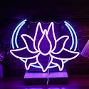 BNEMCEZH Moon Lotus Flower Neon Sign Dimmable Blue Moon Neon Light Sign for Wall Decor USB Power Purple Lotus Led Light Up Sign for Bedroom Yoga Room