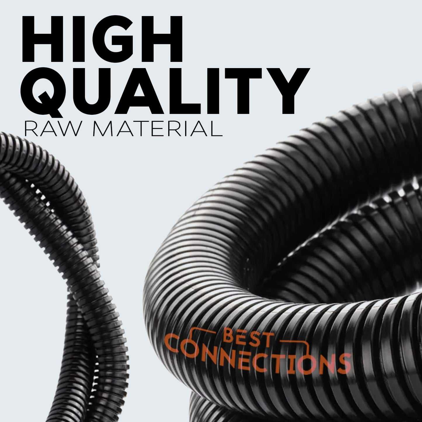 BEST CONNECTIONS Split Wire Loom Flex-Guard Convoluted Tubing Protective Split Cable Sleeves for Auto Home Industrial Electrical Wires Chemical