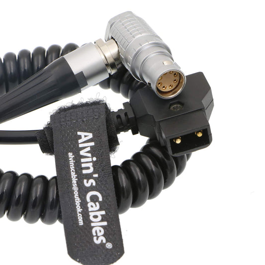 Alvin's Cables Arri Alexa Mini Camera Coiled Power Cable 8 Pin Female Right Angle to D Tap