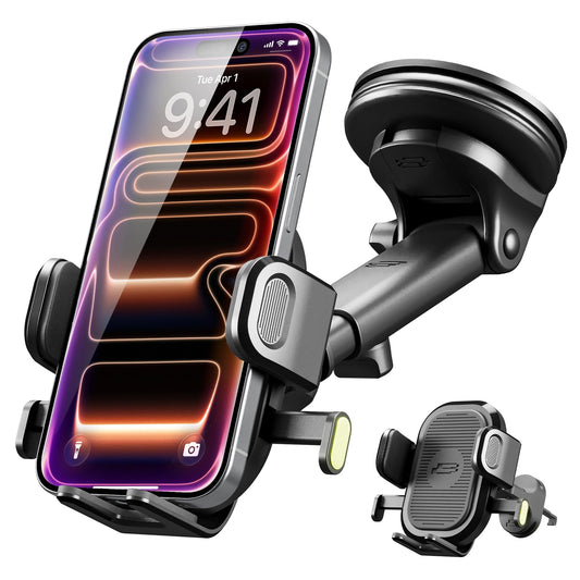 Bracketron Easy OneClick 3-in-1 Universal Car Phone Mount - Dashboard, Windshield & Air Vent Cell Phone Holder for Truck - Hands-Free Clamp, Heavy