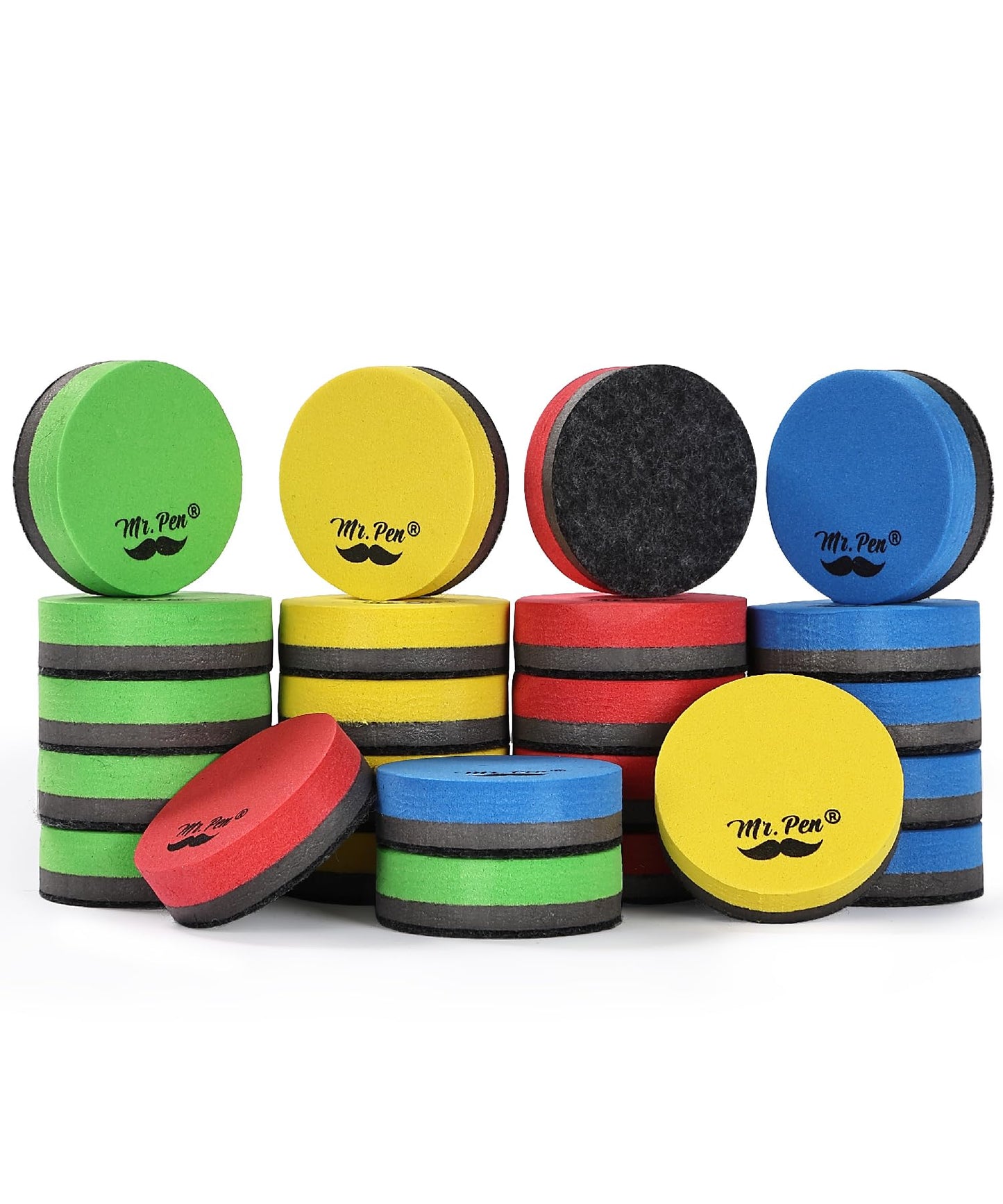 Mr. Pen- Round Magnetic Dry Erase Erasers, 24 Pack