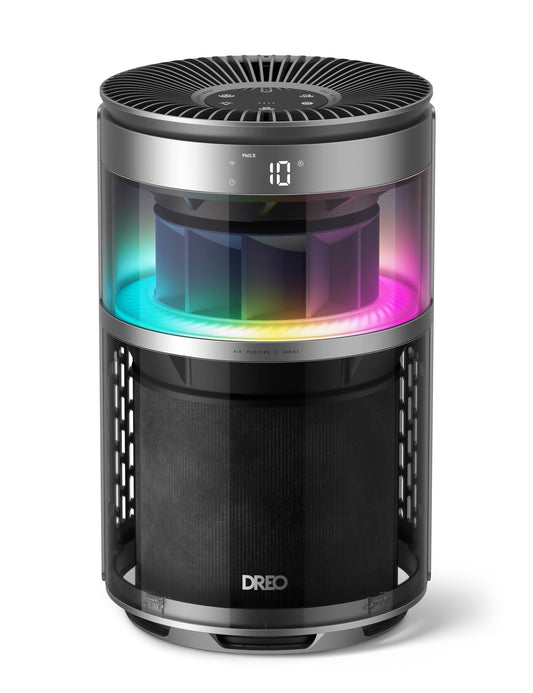 DREO Smart Air Purifier With RGBIC Light,Home HEPA Air Cleaner with Wi-Fi/Voice/Alexa, PM2.5 Quality Monitor,4 Speeds & Auto/Turbo/Quiet Sleep Modes