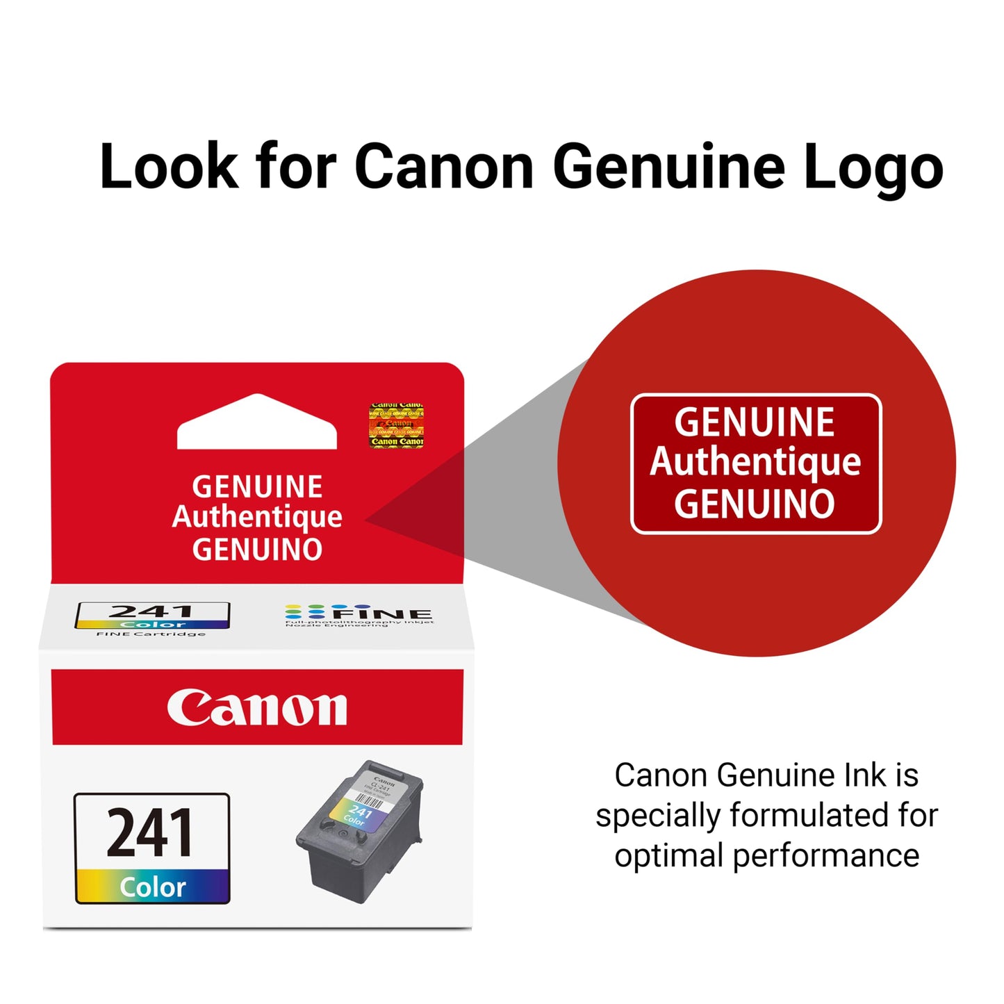 Canon CL-241 Genuine Color Ink Cartridge, Compatible with MG2120/3120/4120, MX512/432/472/372/392/522/532/452, MG2220/3220/4220/3520/3620, TS5120