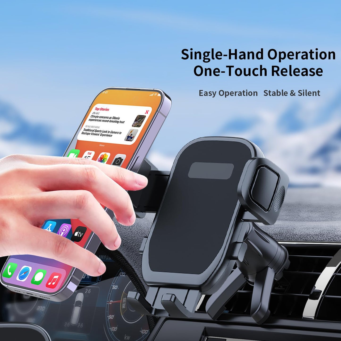 Comviorx Cell Phone Holder Car Vent, Car Phone Holder, Vent Clip Phone Holder,Universal Cell Phone Holder Fit for iPhone Android and All Smartphones