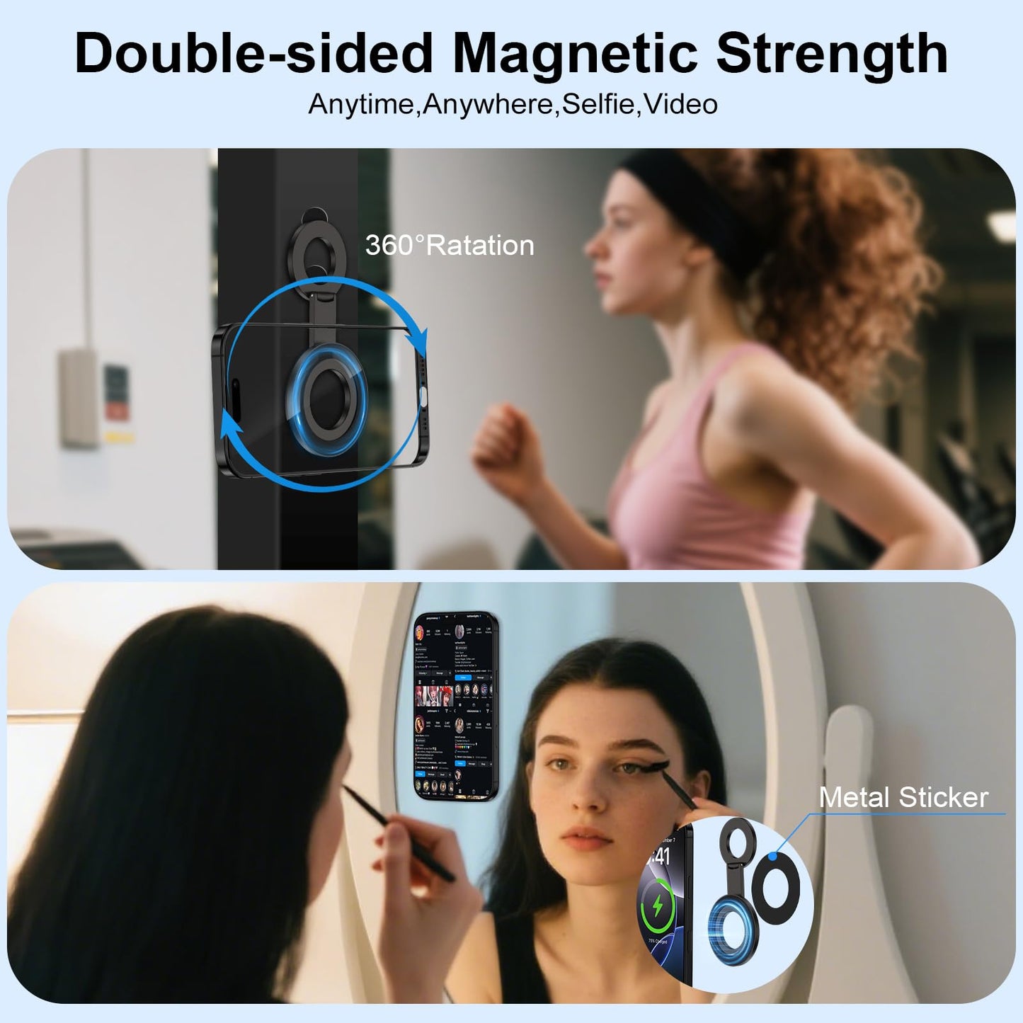 Magnetic Phone Ring Grip Holder for MagSafe Magnet Phone Grip Stand Finger Ring Two-Sided Magnetic Kickstand for iPhone 17 16 Pro Max 16e 15 14 13 12