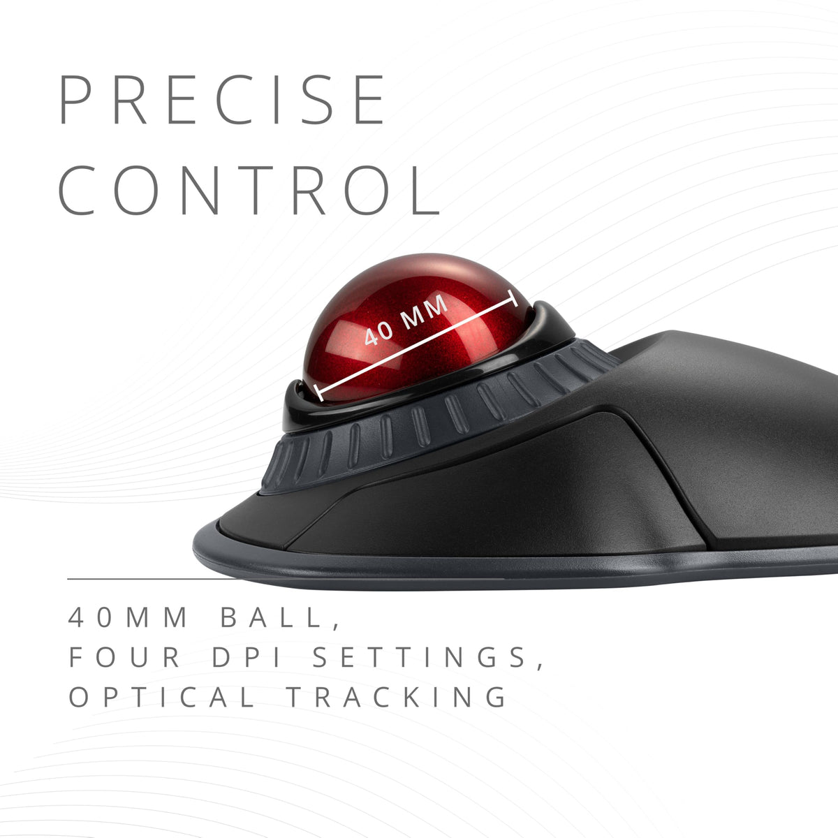 Kensington Orbit Wireless Trackball with Scroll Ring - Black-Red (K70990WW),
