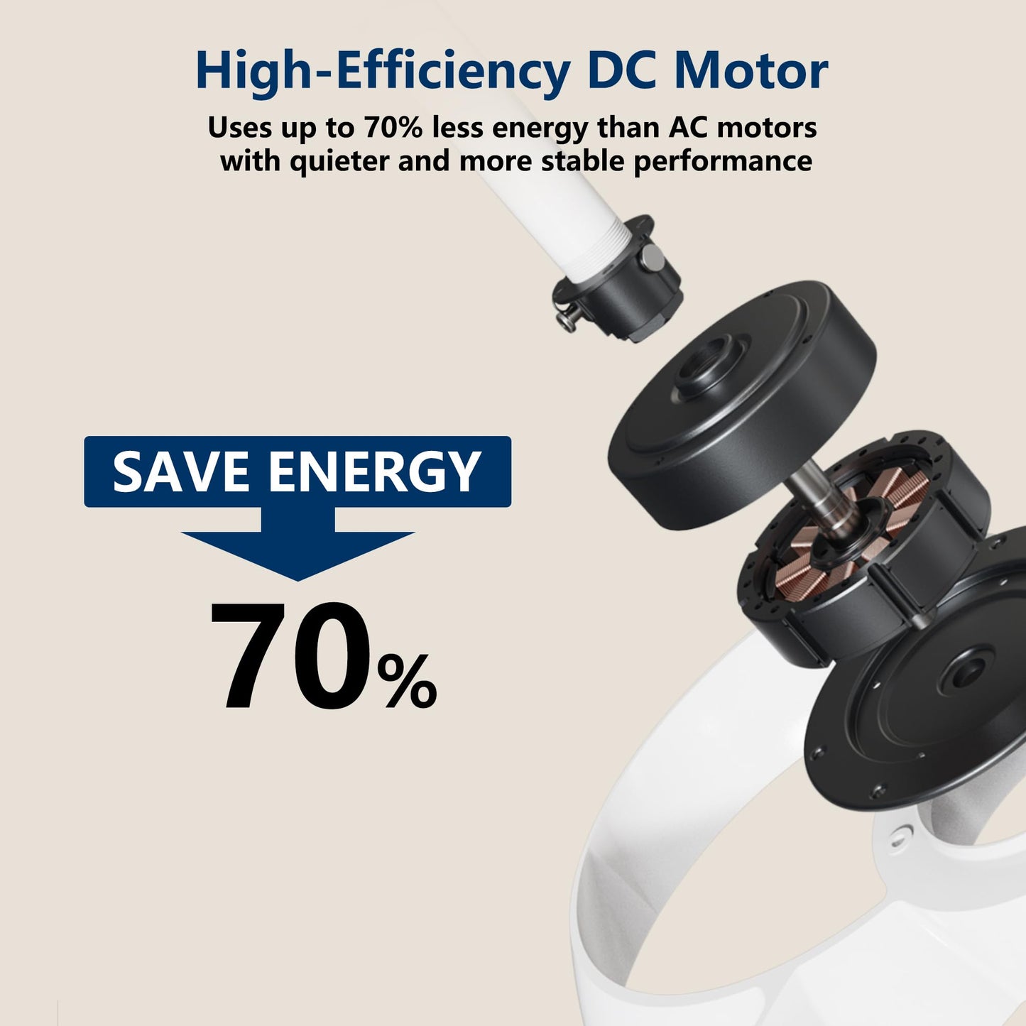 FANX 22 Inch Ceiling Fan with Light and Remote, Quiet DC Motor, Dimmable LED, Reversible 3-Speed Control, Easy Installation Downrod Fan for Small