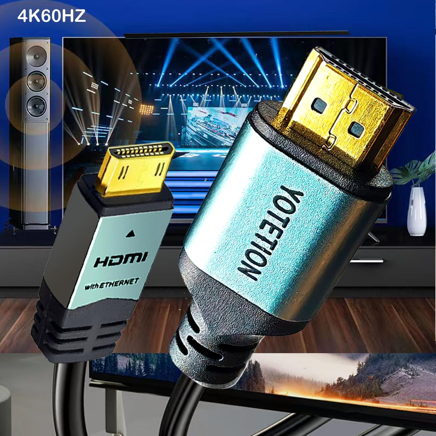 YOTETION Long Mini HDMI to HDMI Cable 25FT, MINI HDMI 4K 60Hz High Speed HDMI to Mini HDMI Cable Male Bi-Directional 2.0 Cord, for HDTV, Tablet