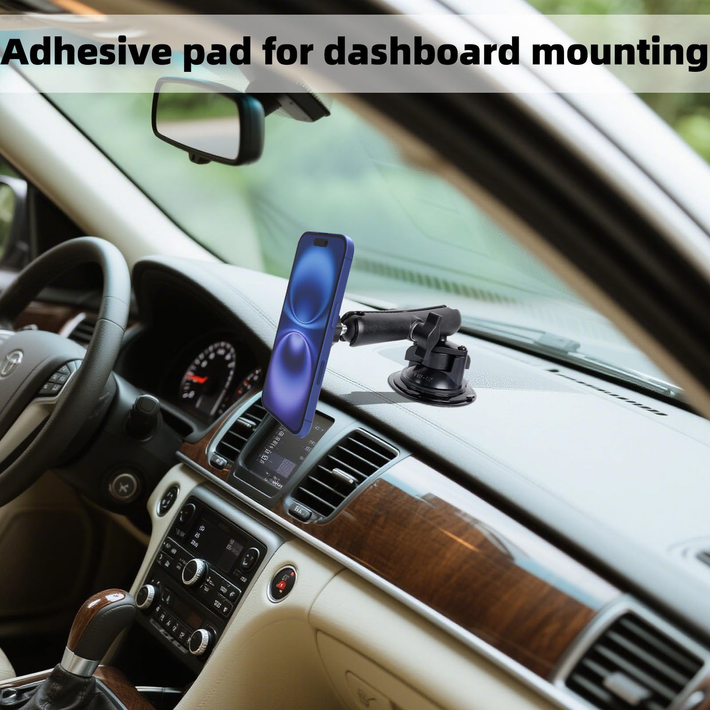 FPN Magnetic Car Phone Holder for Magsafe, Ultra-Stable 360° Rotation Suction Cup Metal Phone Mount for Your Car Windshield Dashboard, Compatible