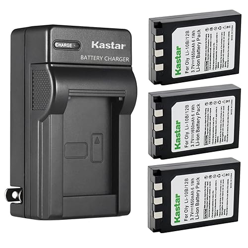 Kastar 3-Pack Battery and AC Wall Charger Replacement for Olympus Camedia C-770 Ultra Zoom, Camedia C-5000 Sport Zoom, Camedia C-5000 Zoom, Camedia
