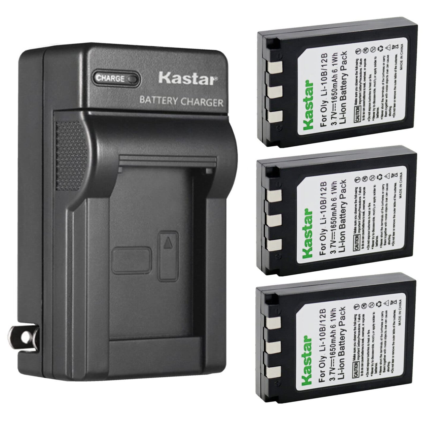 Kastar 3-Pack Battery and AC Wall Charger Replacement for Olympus Camedia C-770 Ultra Zoom, Camedia C-5000 Sport Zoom, Camedia C-5000 Zoom, Camedia