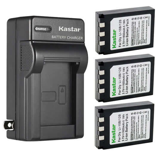 Kastar 3-Pack Battery and AC Wall Charger Replacement for Olympus Camedia C-770 Ultra Zoom, Camedia C-5000 Sport Zoom, Camedia C-5000 Zoom, Camedia